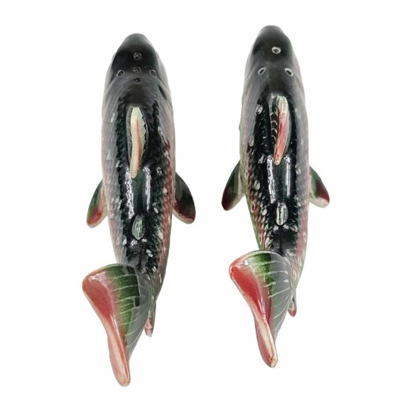 Vintage Dolly Varden Rainbow Trout Fish Salt And Pepper Shaker Set RARE - Picture 10 of 11